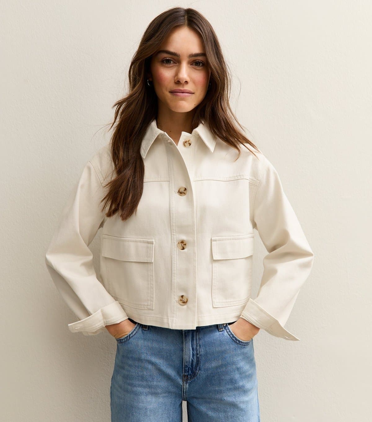 New Look New Look Off White Boxy Cotton Shacket