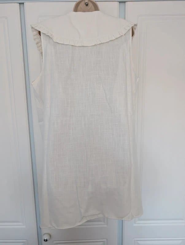 ASOS ASOS Design linen oversized collar detail mini dress in cream size 16