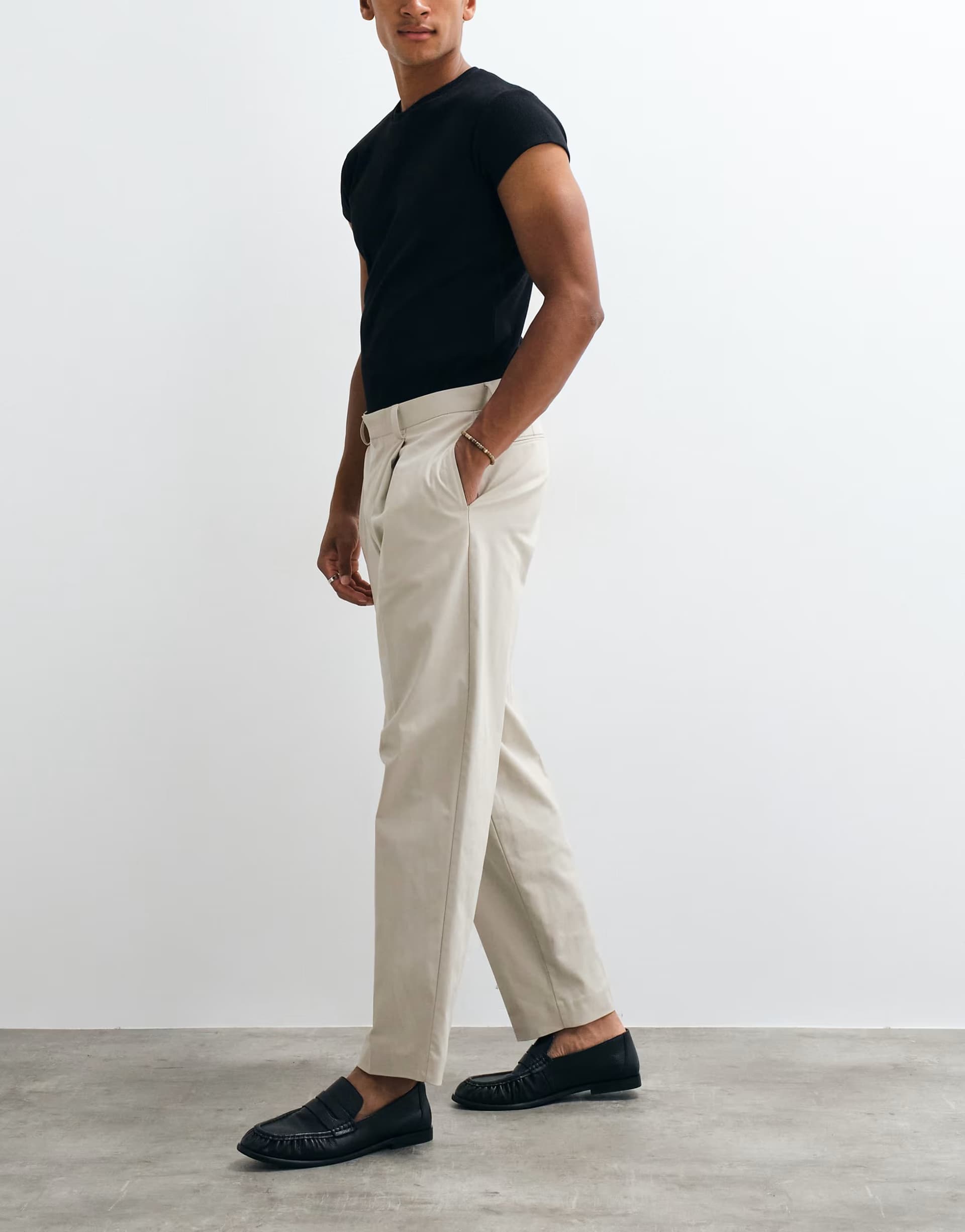 ASOS ASOS DESIGN tailored cotton rich oversized tapered trousers in dark stone
