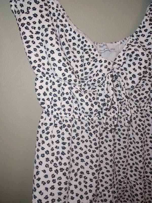 Bershka Bershka Monochrome Floral Milkmaid Mini Dress - Size M