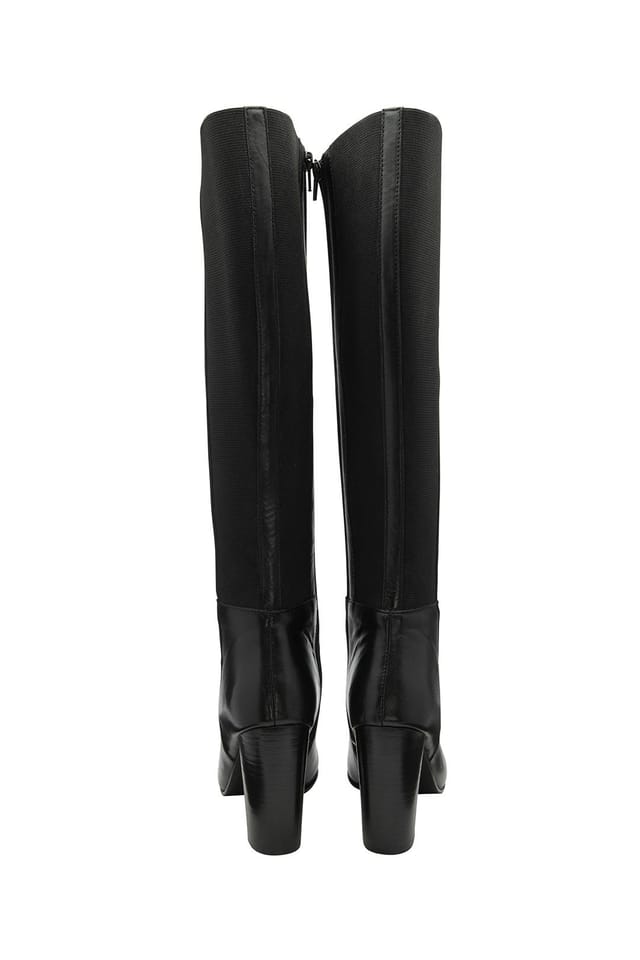 Ravel Ravel Women's Black Leather 'Bywell' Heeled Knee-High Boots - 3