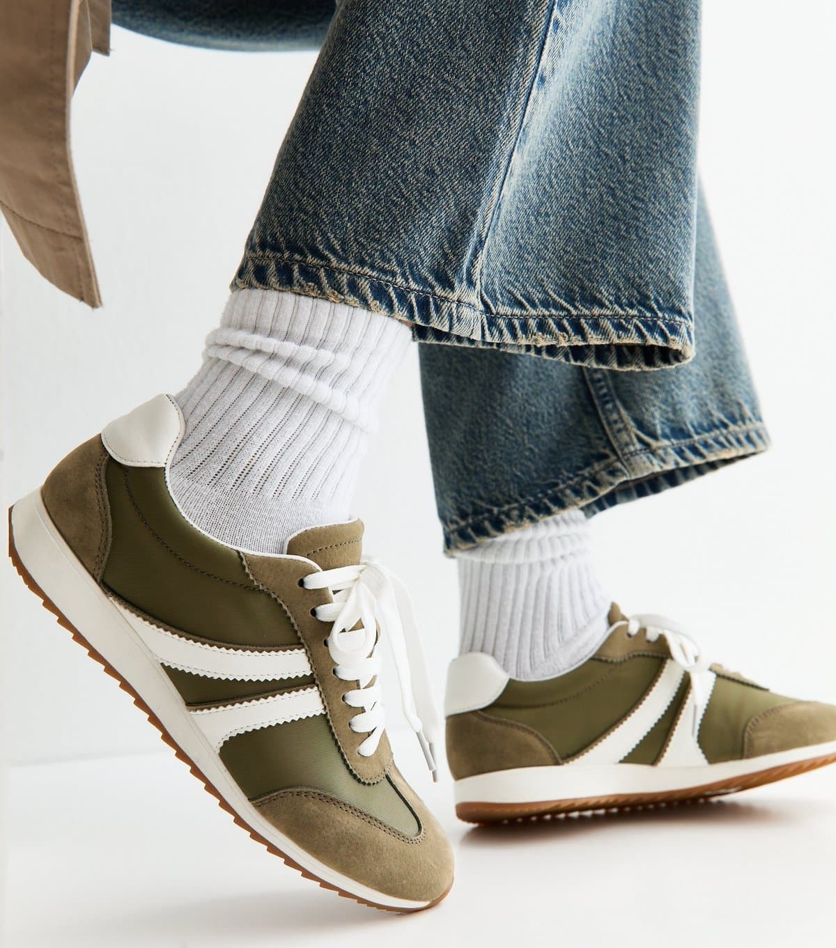 New Look New Look Khaki Faux Brushed Leather Trainers