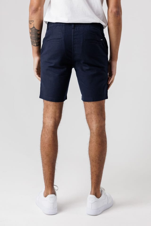 Tokyo Laundry Tokyo Laundry Men's Cotton Linen Shorts with Drawstrings in Navy - 2