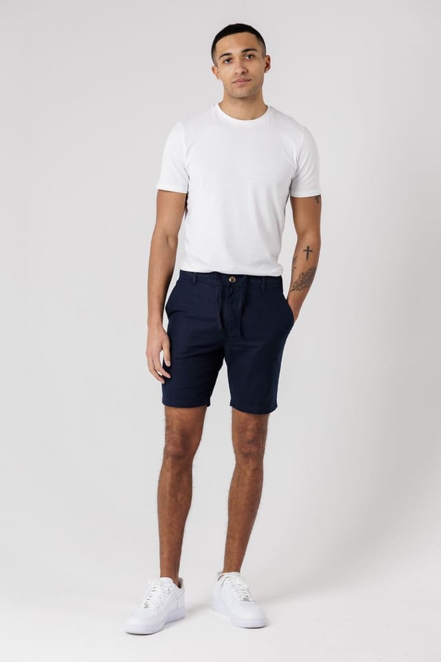 Tokyo Laundry Tokyo Laundry Men's Cotton Linen Shorts with Drawstrings in Navy - 3
