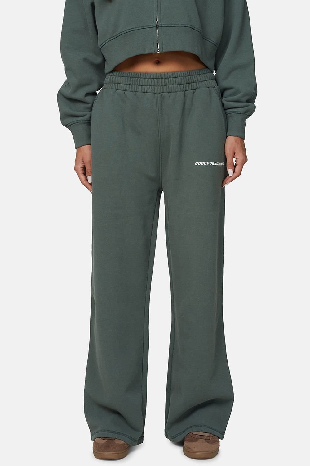 GOOD FOR NOTHING Good For Nothing Women's Vintage Washed Wide Leg Joggers in Green