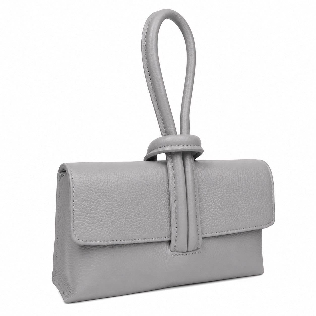 Woodland Leathers Woodland Leathers Women's Women's Italian Leather Convertible Clutch Bag in Light Grey