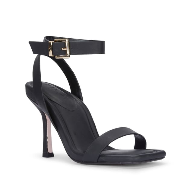MALOW LONDON MALOW LONDON Women's Millie Heeled Sandals Buckle Strap PU Open Toe Stiletto Shoes in Black - 3