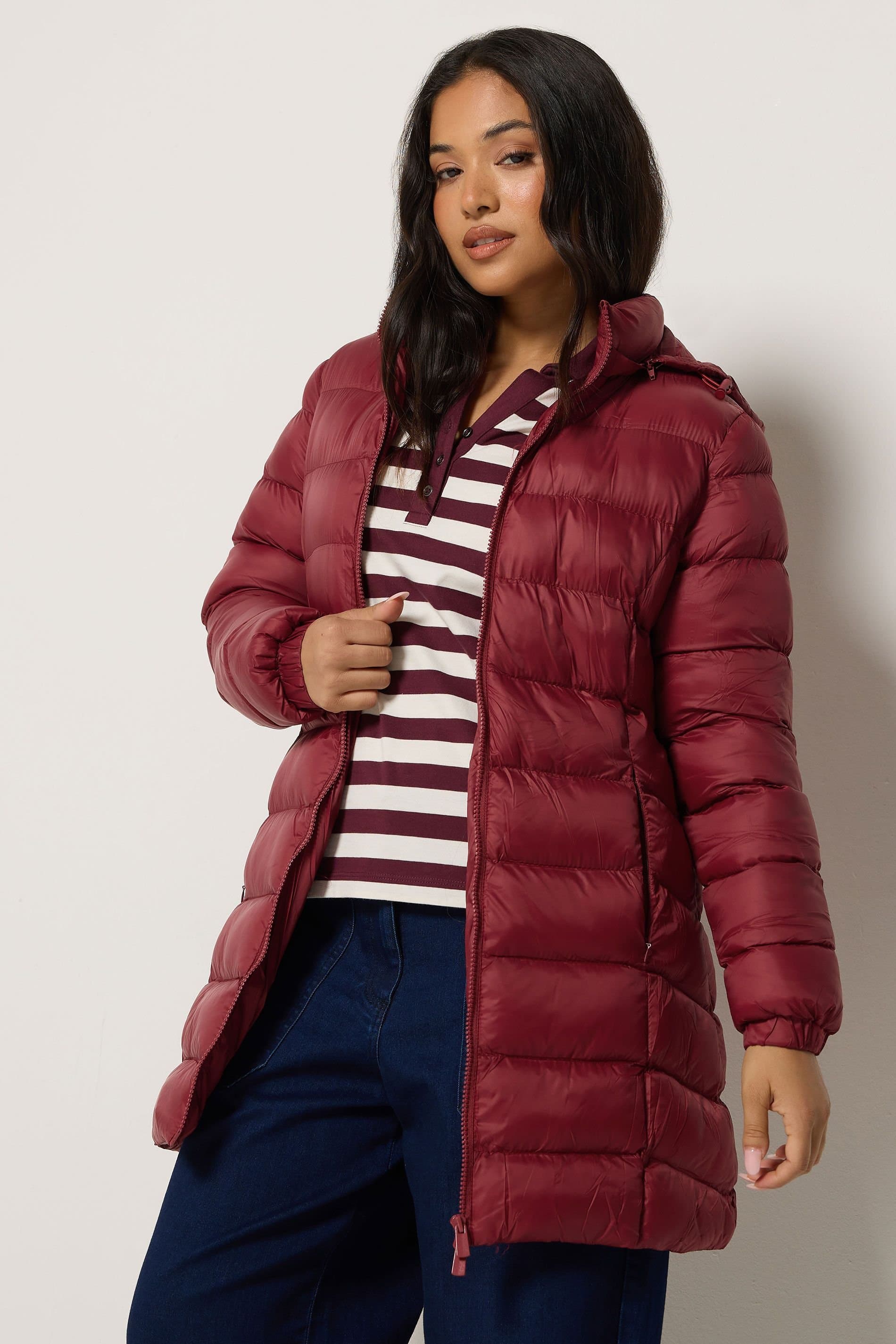 M&Co M&Co Women's Petite Padded Hooded Coat in Red