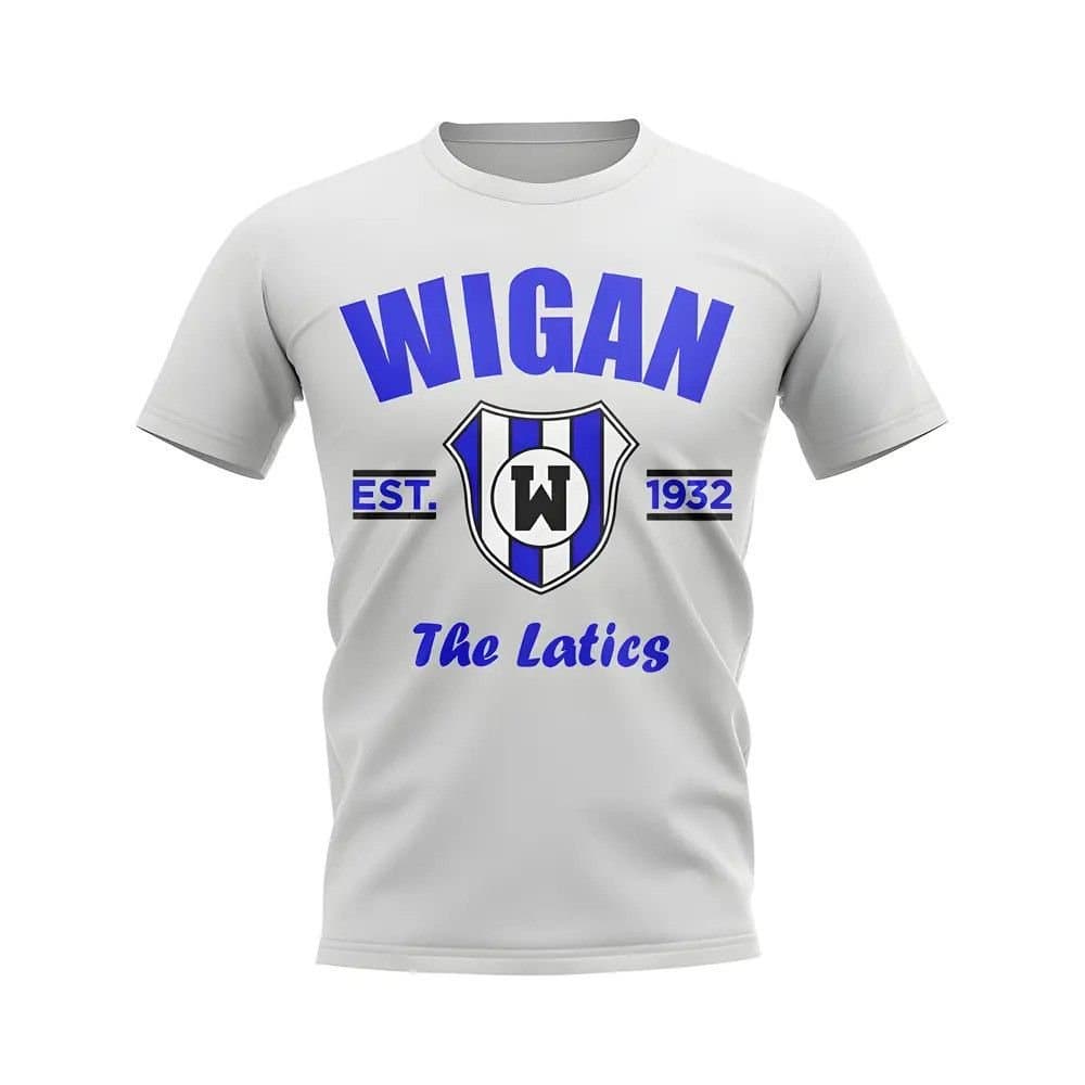 Wigan Wigan Men's Personalised Established Football T-Shirt in White