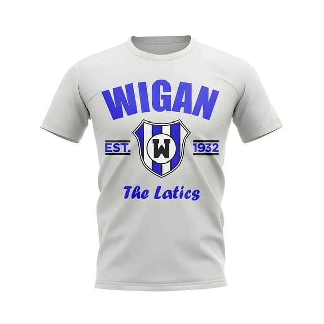 Wigan Wigan Men's Personalised Established Football T-Shirt in White - 2