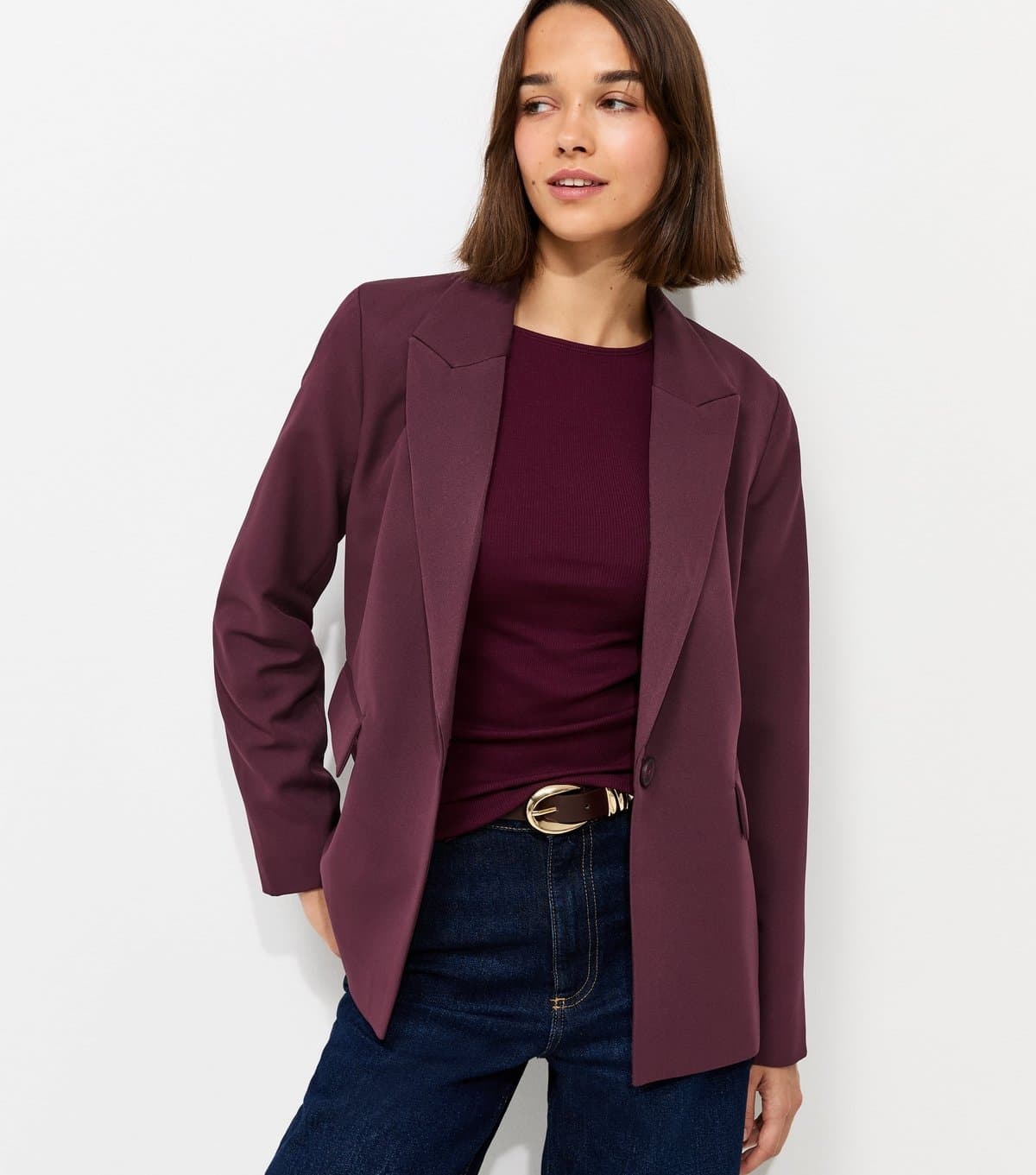 New Look Women's Light Burgundy Single Breasted Blazer Jacket New Look