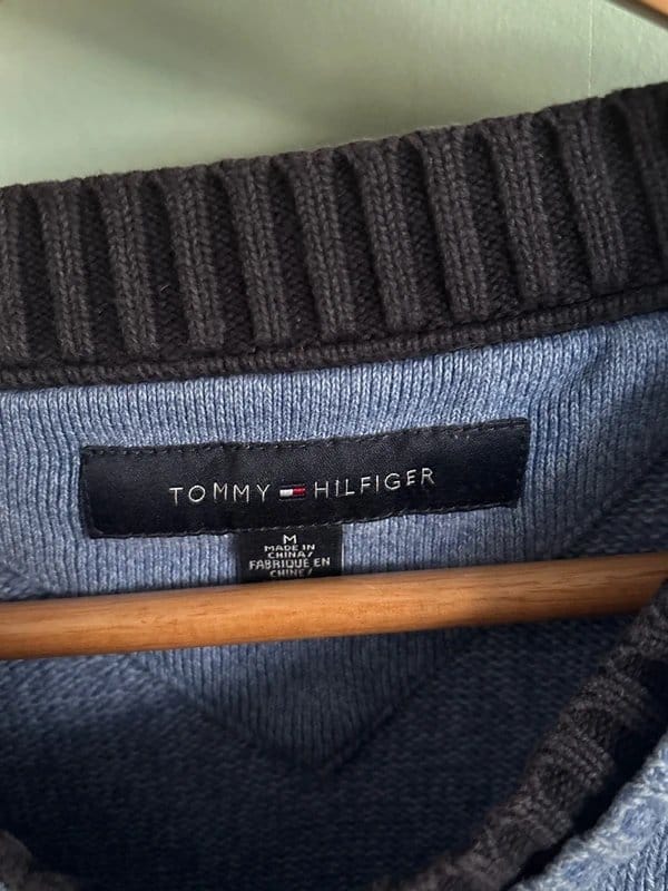 Tommy Hilfiger Tommy Hilfiger Blue Crew Neck Jumper Mens Medium M Cotton Knit Sweater - 1