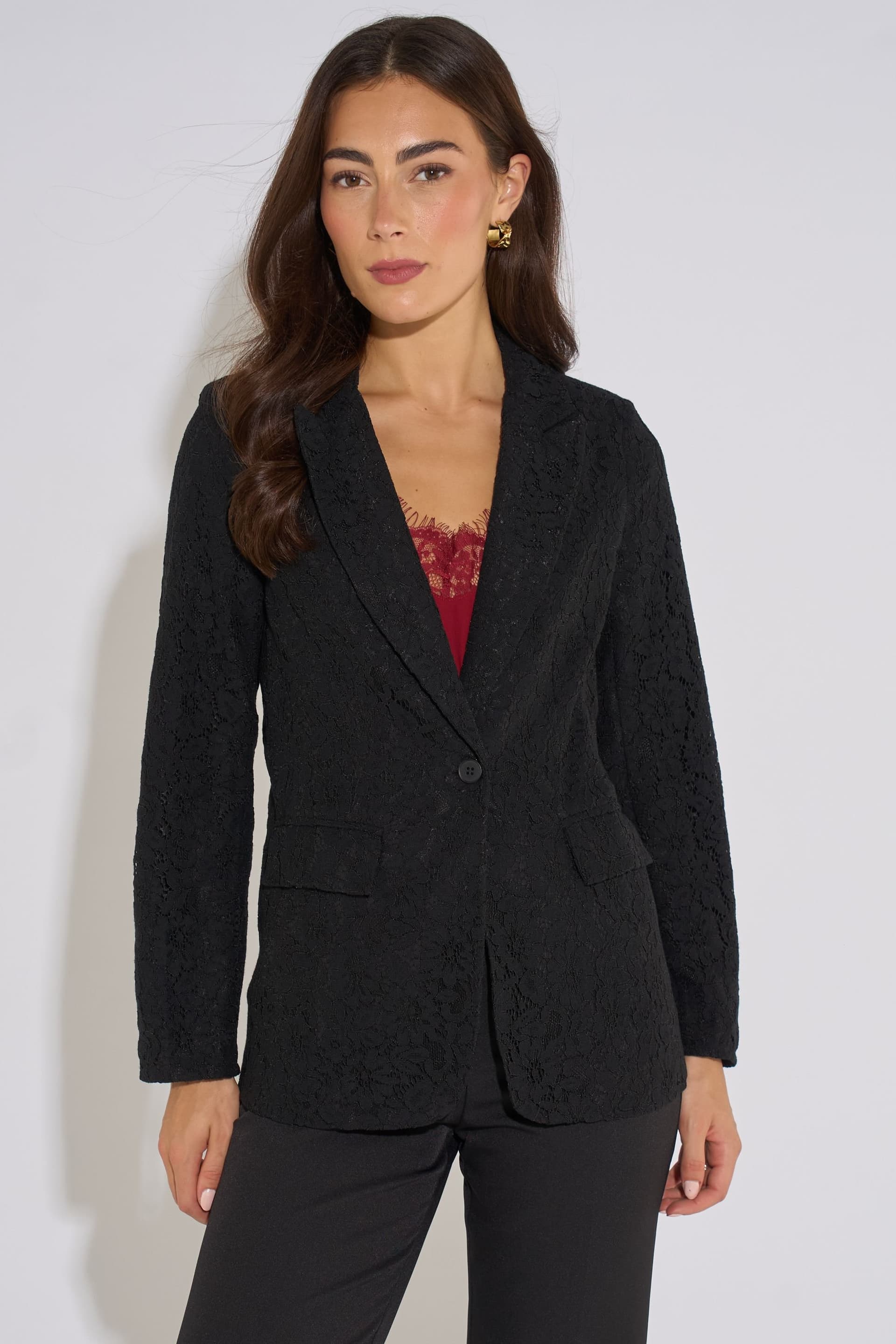Gini London Gini London Women's Black Lace Bonded Blazer