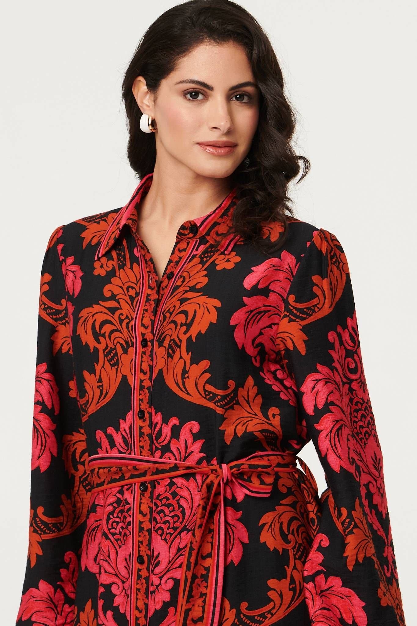 Izabel London Izabel London Women's Baroque Print Long Sleeve Maxi Dress