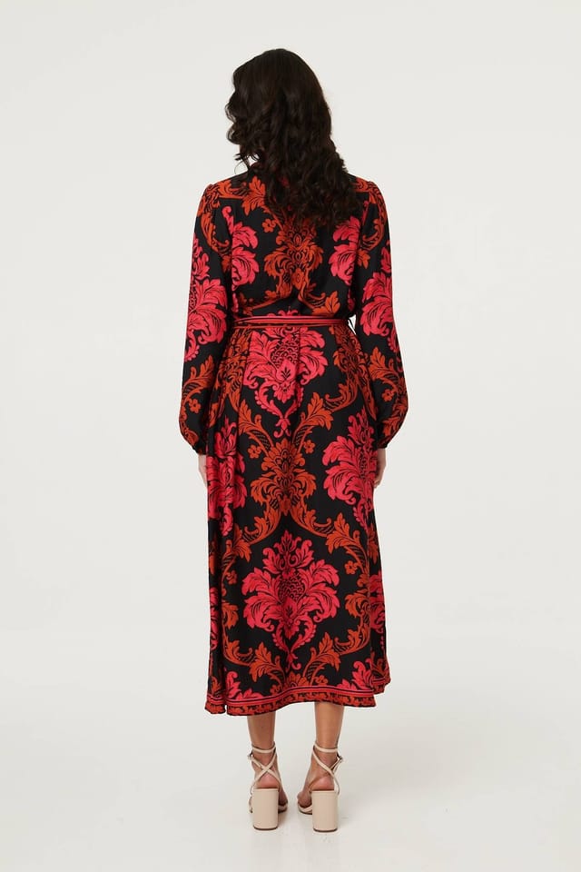 Izabel London Izabel London Women's Baroque Print Long Sleeve Maxi Dress - 2