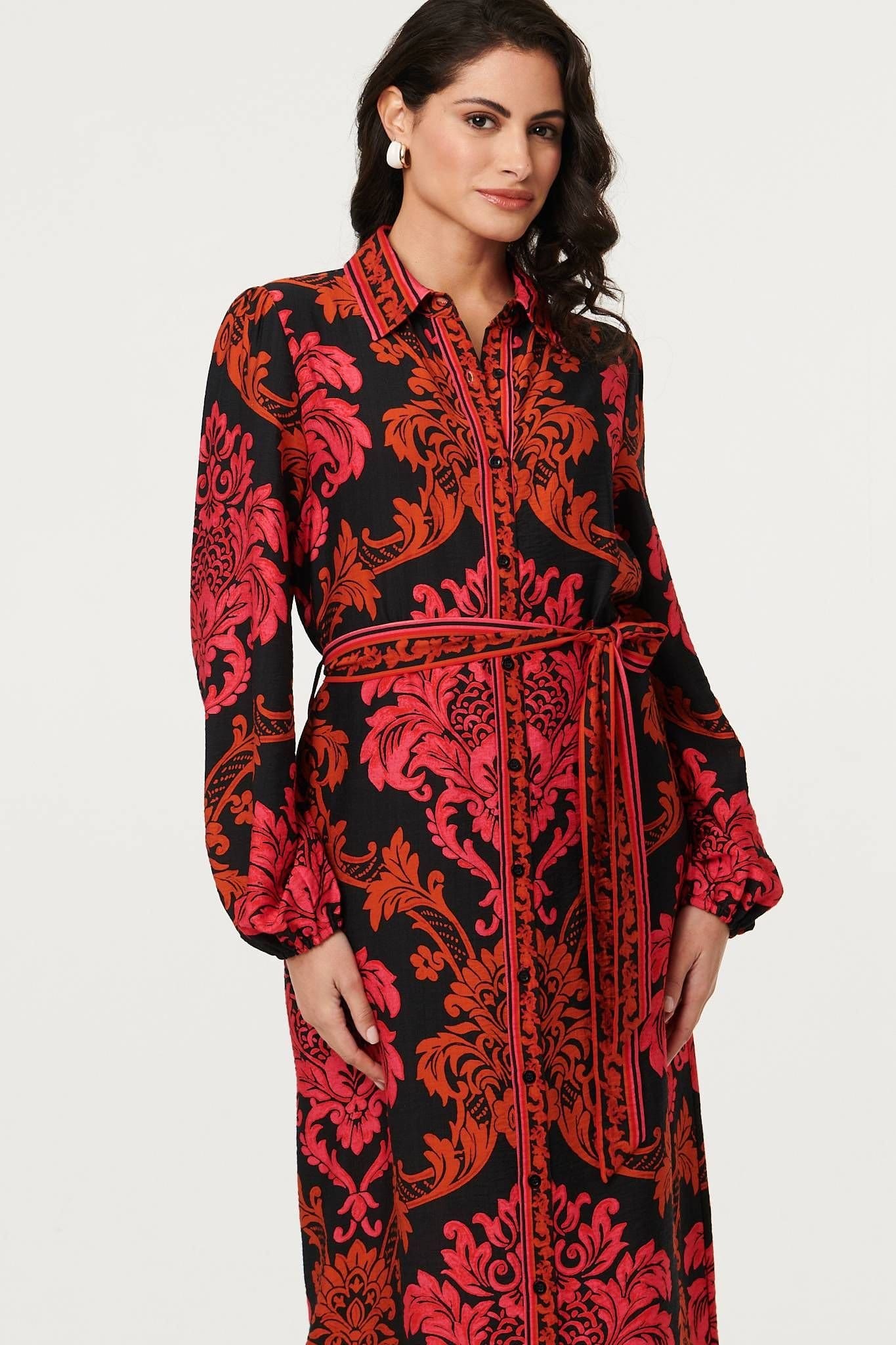 Izabel London Izabel London Women's Baroque Print Long Sleeve Maxi Dress - 4