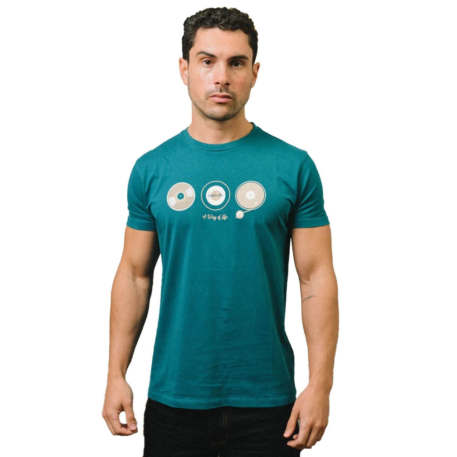 Lambretta Lambretta Men's A Way Of Life Vinyl Rrd T-Shirt in Mid Blue