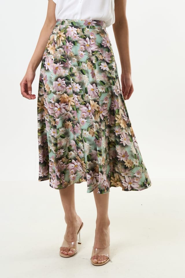 Louche Louche Women's Brisa 3D Daisy Print Midi Skirt - Green - 3