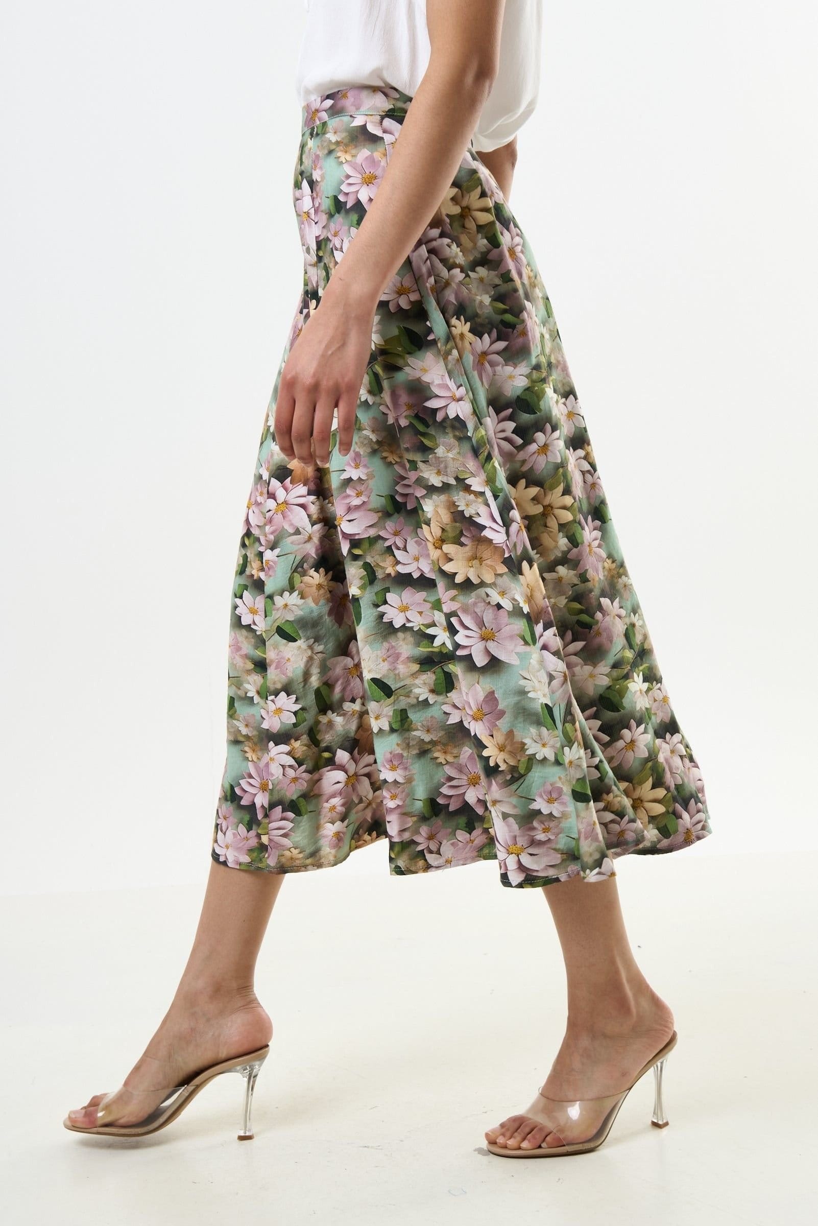 Louche Louche Women's Brisa 3D Daisy Print Midi Skirt - Green - 4