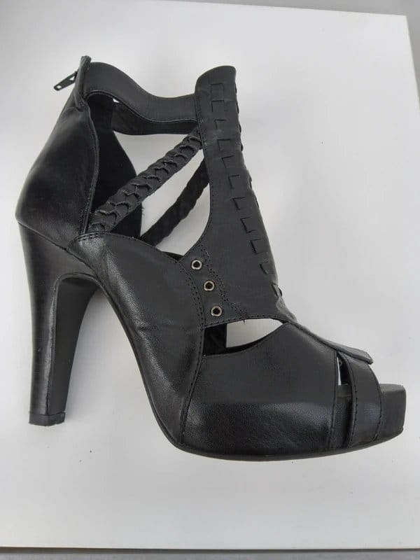 ASOS Size 7 black leather gladiator high heel sandals with plait detail. ASOS - 1