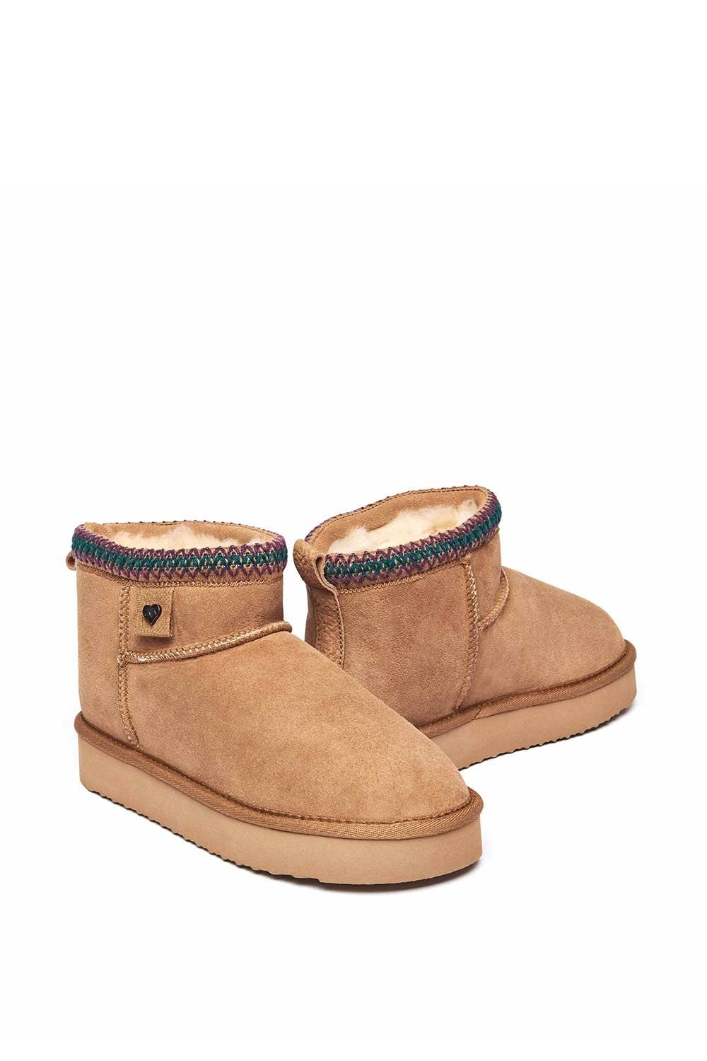 Moshulu Moshulu Women's 'Merriment' Sheepskin Bootie Slippers in Tan - 2
