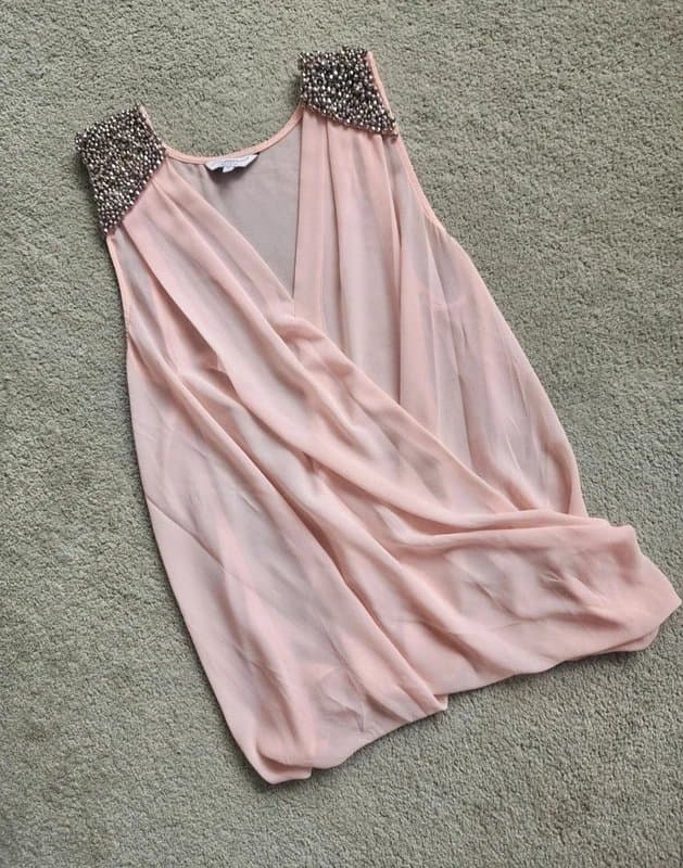 New Look New Look Pale Pink Embellished Shoulder Wrap Front Blouse, Y2K, Size 10, Summer