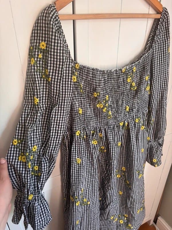 Never Fully Dressed Size 18 Gingham Embroidered Midi Dress from Never Fully Dressed