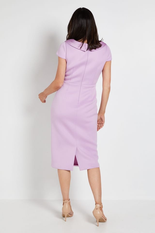 Wallis Wallis Women's Occasion Scuba Corsage Midi Dress in Mauve - 3
