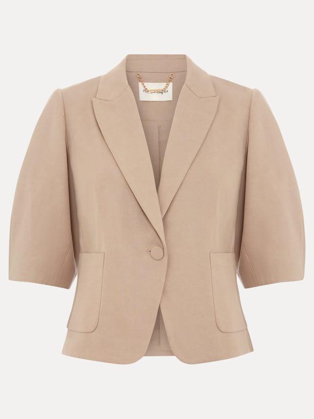 Phase Eight Phase Eight Women's Blackwell Short Sleeve Tailored Jacket in Light Beige - 2