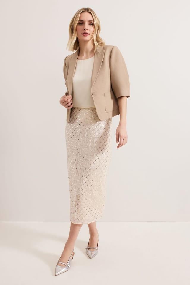 Phase Eight Phase Eight Women's Blackwell Short Sleeve Tailored Jacket in Light Beige - 3