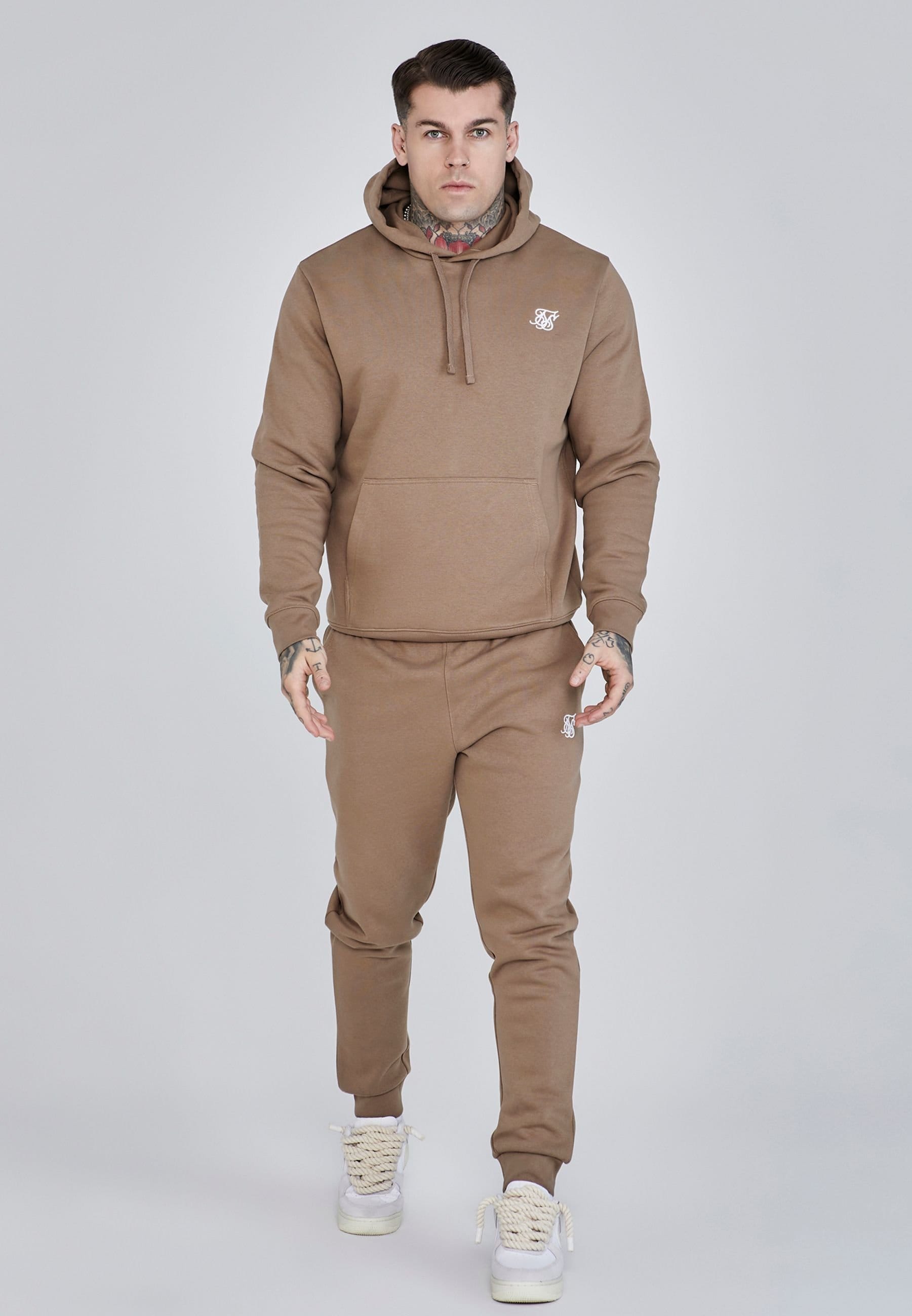 SikSilk SikSilk Men's Essentials Overhead Hoodie in Brown - 4