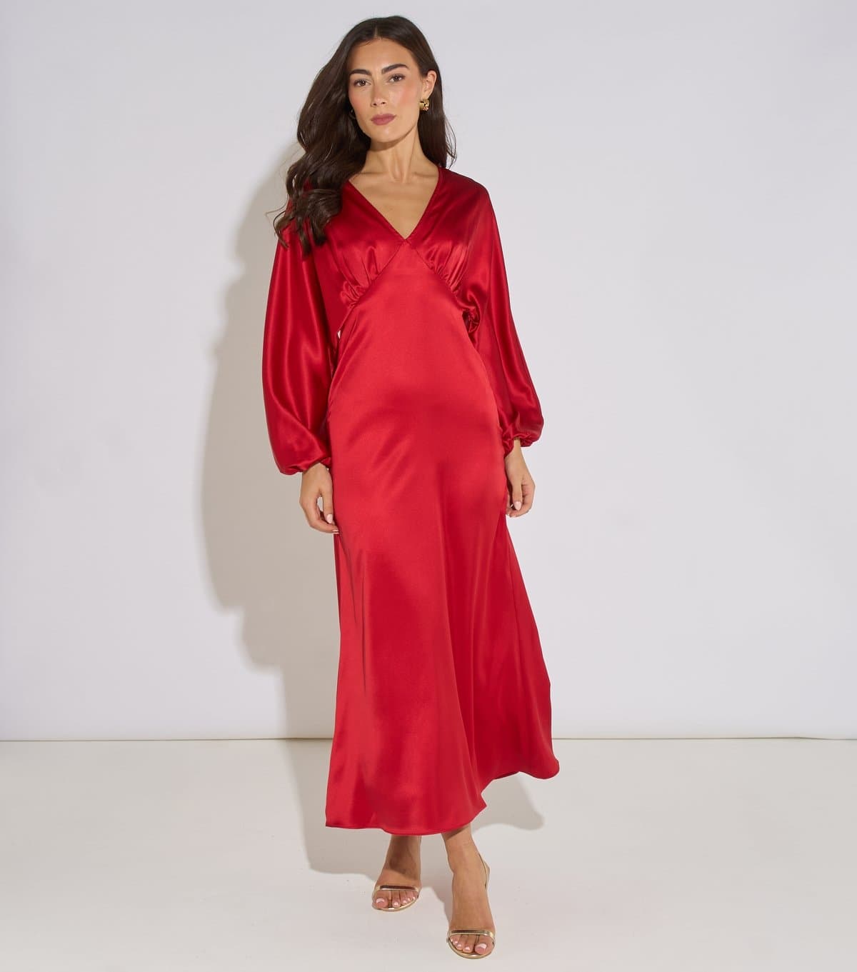 Gini London Women's Dark Red Satin Batwing Midaxi Dress Gini London New Look