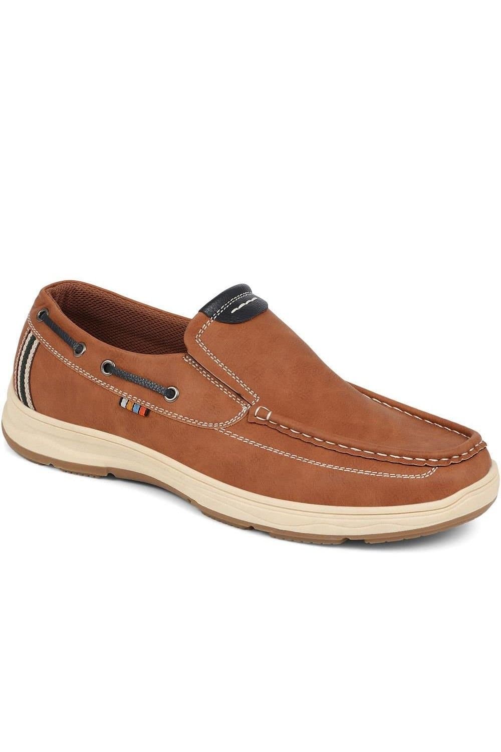 Pavers Pavers Men's Wide Fit Slip On Boat Shoes in Tan