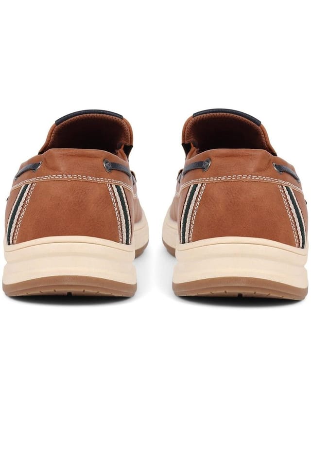 Pavers Pavers Men's Wide Fit Slip On Boat Shoes in Tan - 3