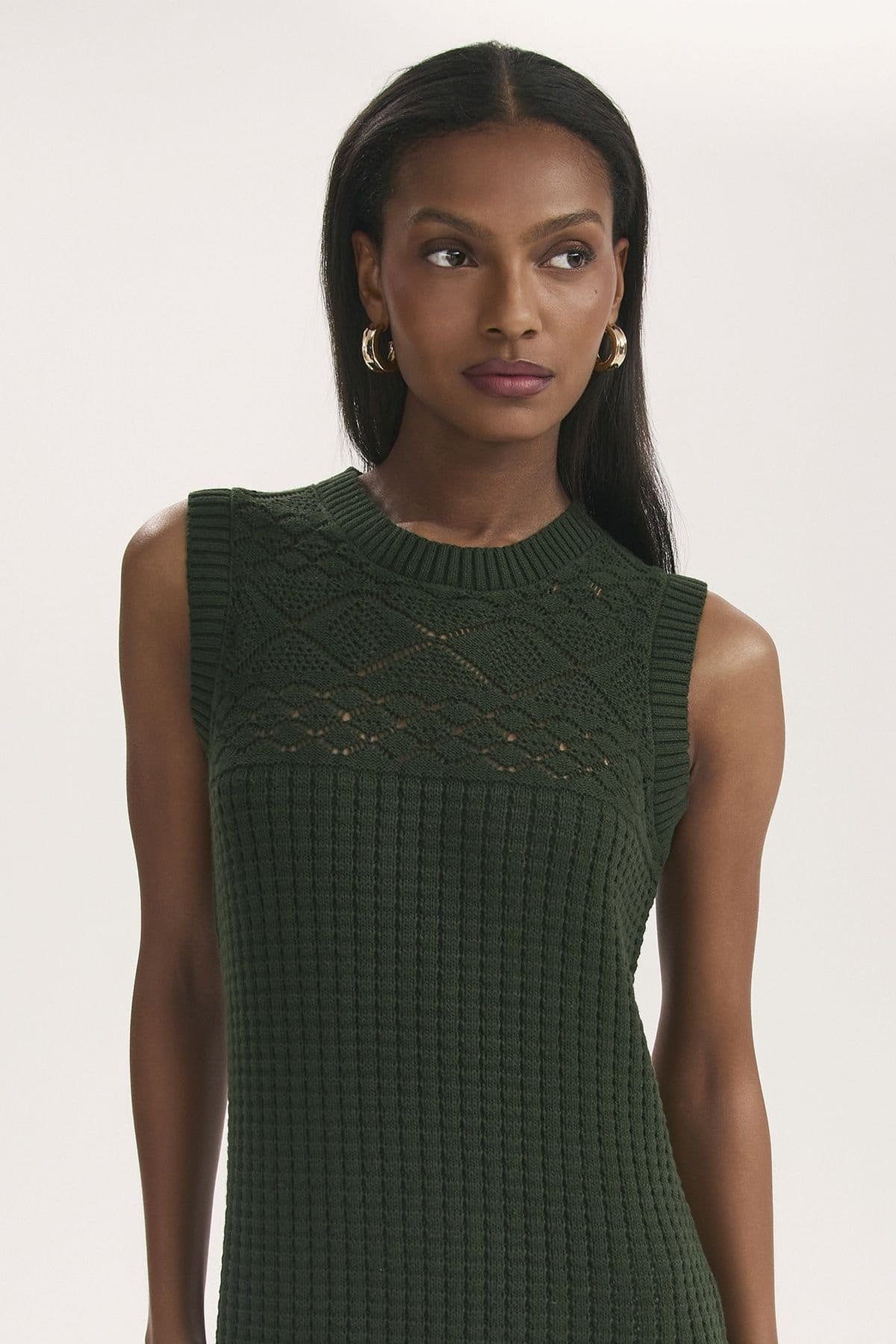 Finery London Finery London Women's Ravi Crochet Midi Dress in Bottle Green - 4