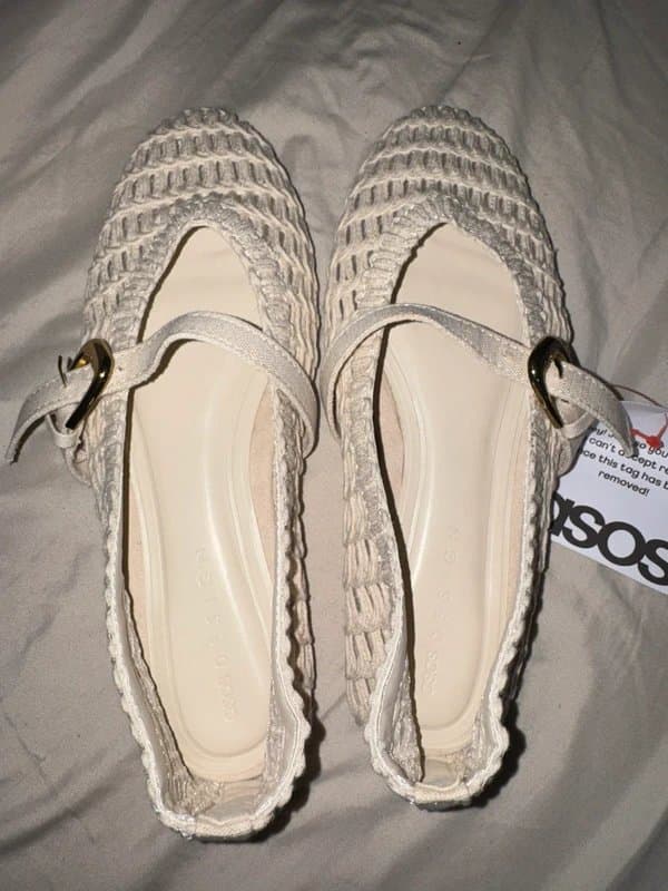 ASOS ASOS design leah crochet mary jane ballets in cream