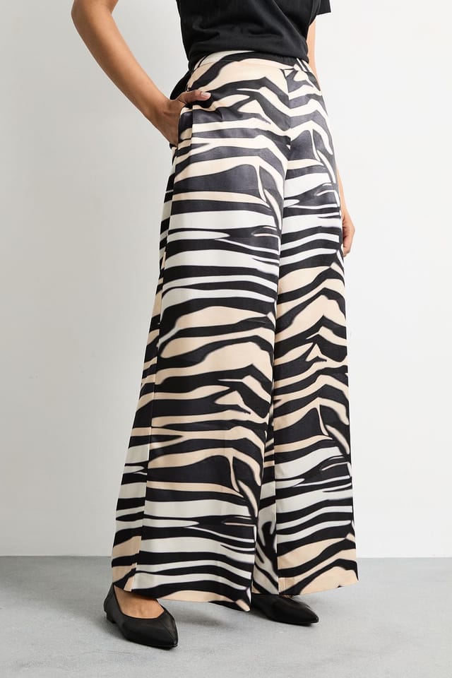 Warehouse Warehouse Women's Zebra Printed Satin Tailored Trousers - 2