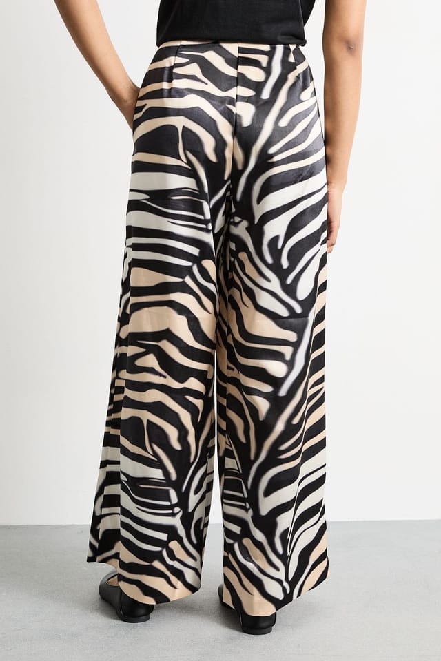 Warehouse Warehouse Women's Zebra Printed Satin Tailored Trousers - 3