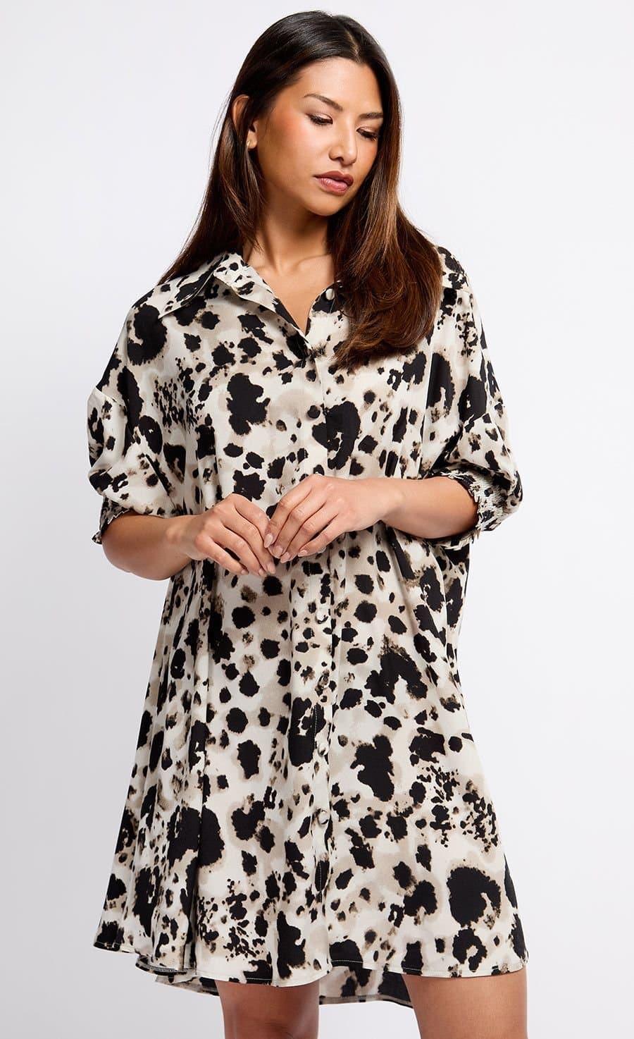 Little Mistress Little Mistress Women's Animal Print Shirt Dress
