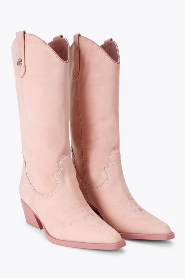 Kurt Geiger London Kurt Geiger London Women's 'Kc Kiss Cowboy Boot' Suede Boots in Pale Pink - 2