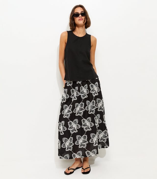 New Look Women's Tall Black Linen Blend Sleeveless Top New Look - 2