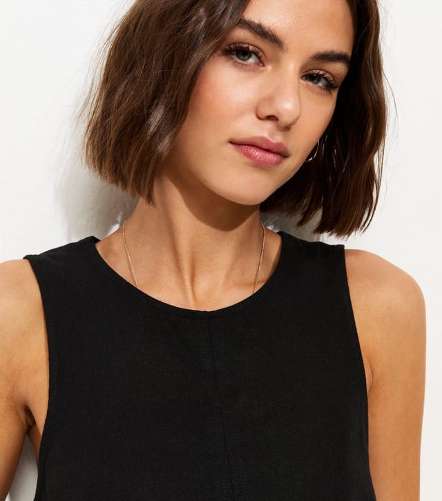 New Look Women's Tall Black Linen Blend Sleeveless Top New Look - 3