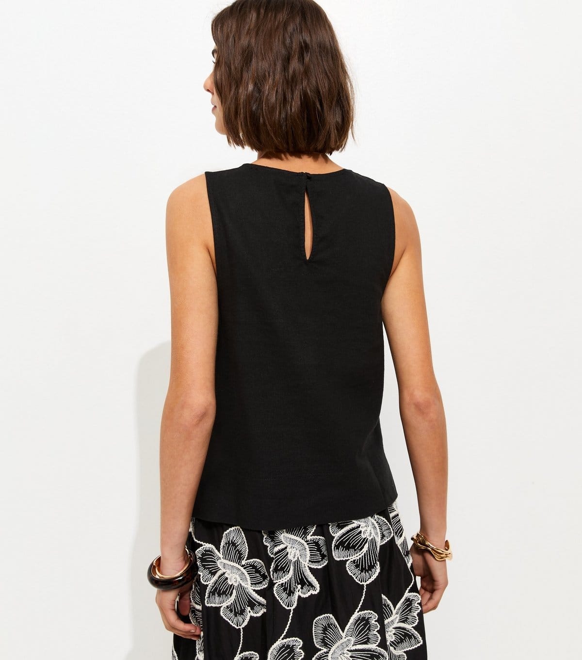 New Look Women's Tall Black Linen Blend Sleeveless Top New Look - 4