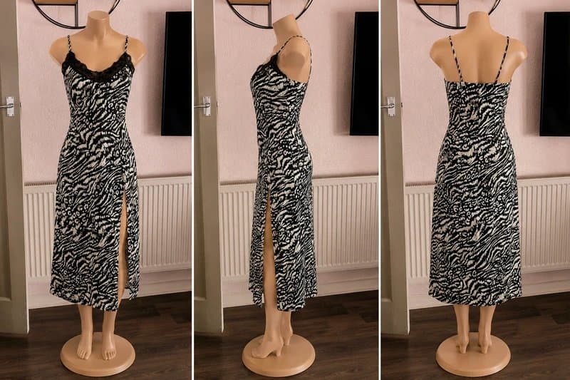 New Look New Look Black & White Animal Print Midi Dress – UK 12 – Sexy & Elegant