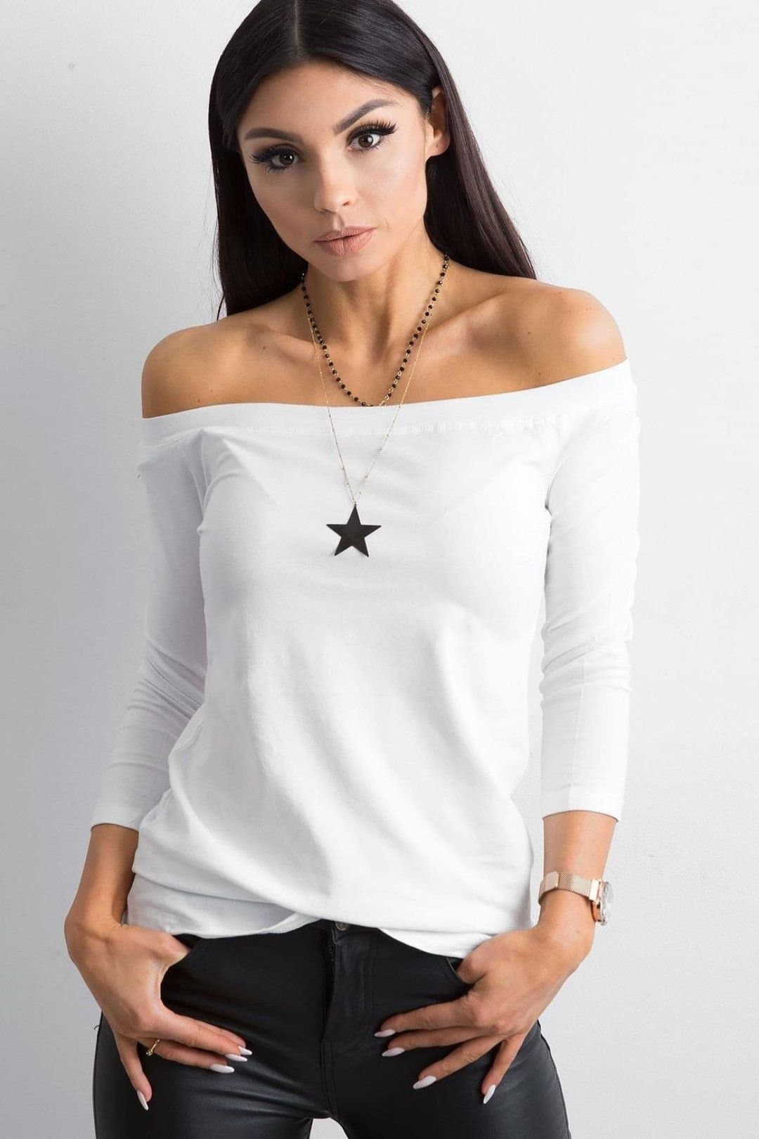 Love Lace Love Lace Women's Straight Cut Spanish Blouse 3/4 Sleeves in White