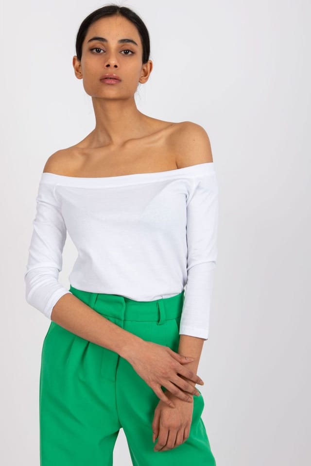 Love Lace Love Lace Women's Straight Cut Spanish Blouse 3/4 Sleeves in White - 3