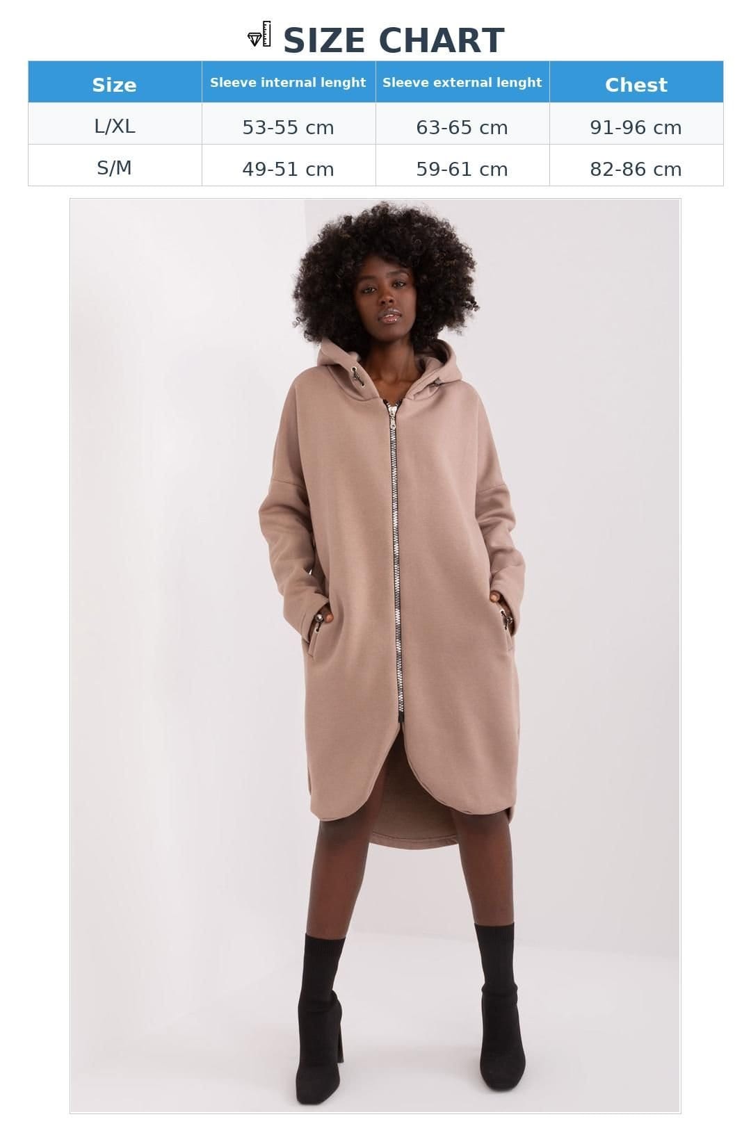 Love Lace Love Lace Women's Extended Hooded Zipper Sweatshirt Half Circle in Beige - 4