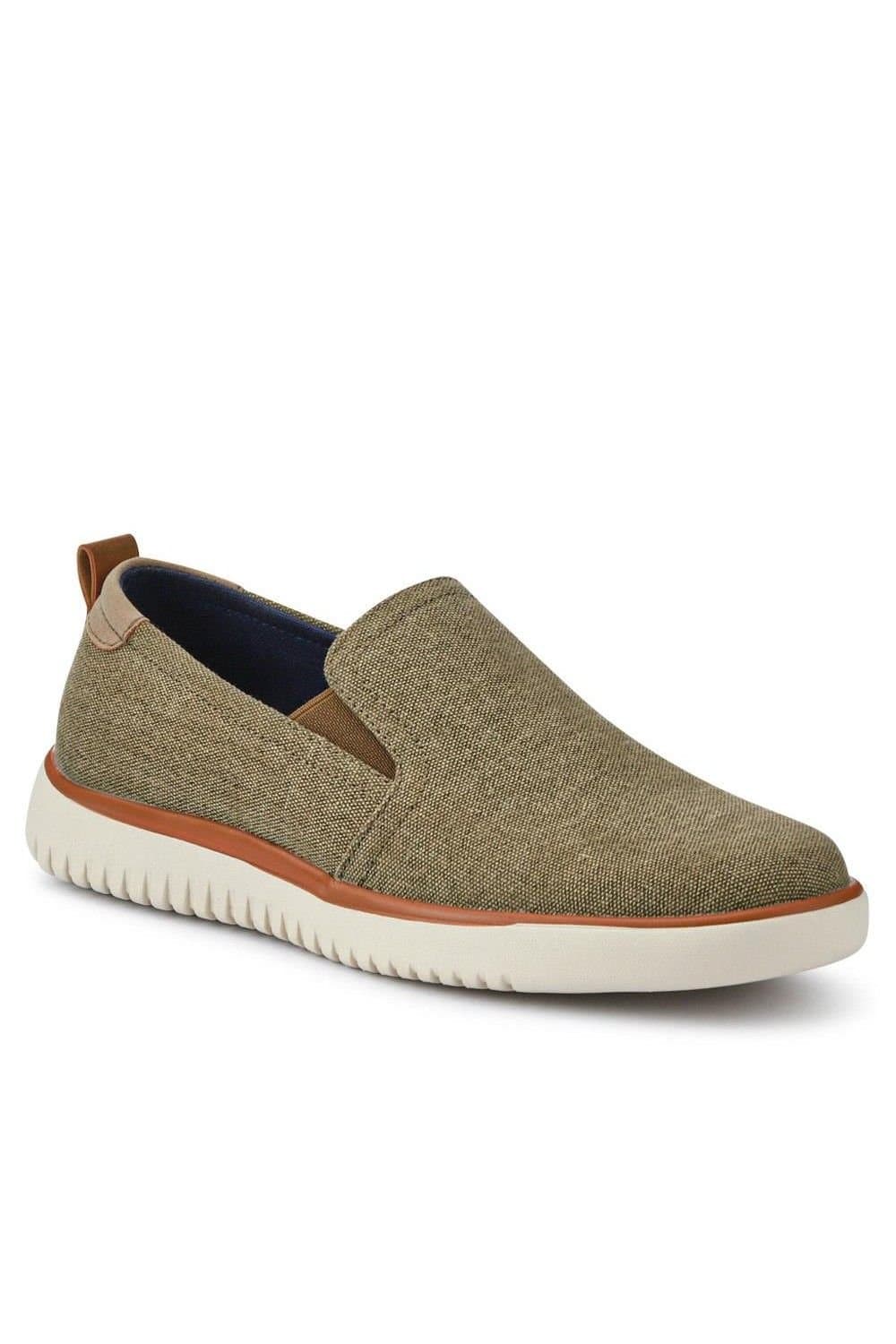 Pavers Pavers Men's Wide-Fit Fabric Slip-On Shoes in Beige
