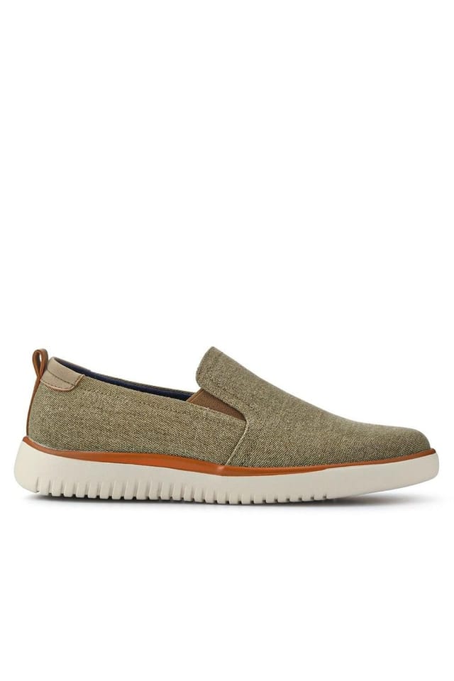 Pavers Pavers Men's Wide-Fit Fabric Slip-On Shoes in Beige - 2