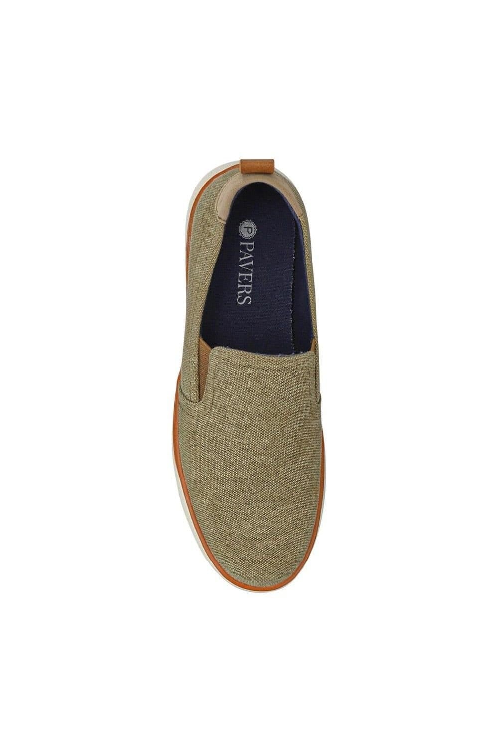 Pavers Pavers Men's Wide-Fit Fabric Slip-On Shoes in Beige - 4